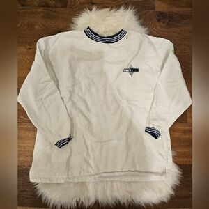 Vintage White Long Sleeve Sweatshirt with Black Accents